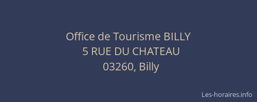 Office de Tourisme BILLY