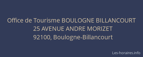Office de Tourisme BOULOGNE BILLANCOURT