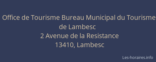 Office de Tourisme Bureau Municipal du Tourisme de Lambesc