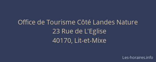 Office de Tourisme Côté Landes Nature