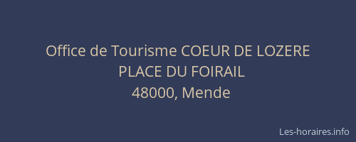 Office de Tourisme COEUR DE LOZERE