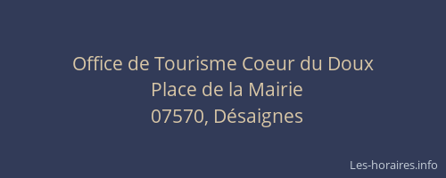Office de Tourisme Coeur du Doux