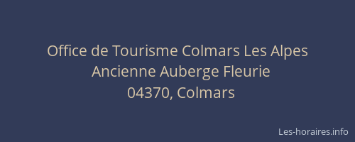 Office de Tourisme Colmars Les Alpes