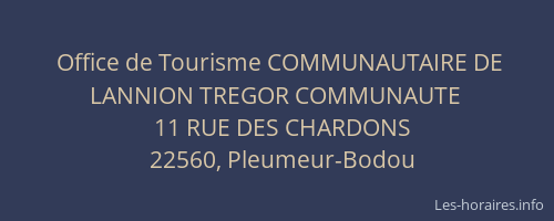 Office de Tourisme COMMUNAUTAIRE DE LANNION TREGOR COMMUNAUTE