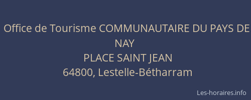 Office de Tourisme COMMUNAUTAIRE DU PAYS DE NAY