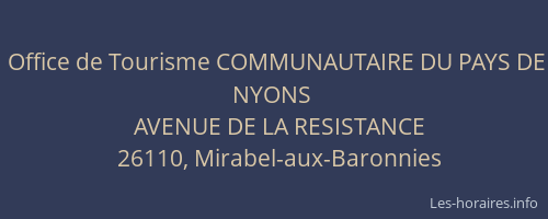 Office de Tourisme COMMUNAUTAIRE DU PAYS DE NYONS