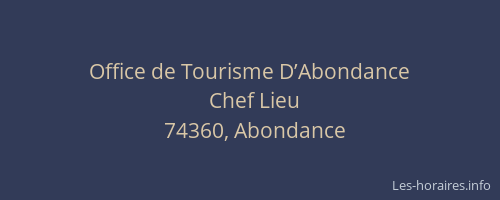 Office de Tourisme D’Abondance