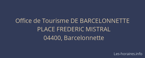 Office de Tourisme DE BARCELONNETTE