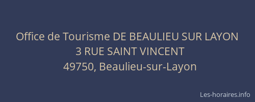 Office de Tourisme DE BEAULIEU SUR LAYON