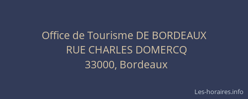 Office de Tourisme DE BORDEAUX