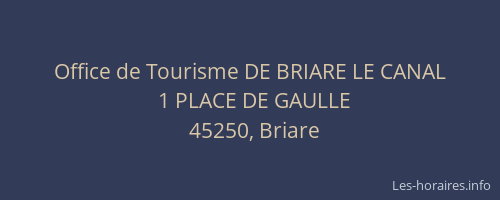 Office de Tourisme DE BRIARE LE CANAL