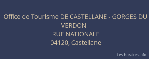 Office de Tourisme DE CASTELLANE - GORGES DU VERDON