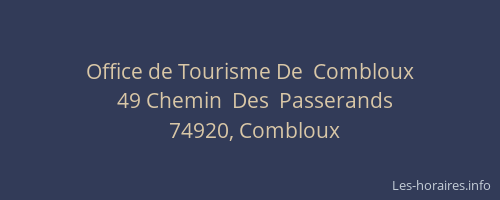 Office de Tourisme De  Combloux