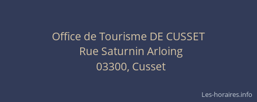 Office de Tourisme DE CUSSET