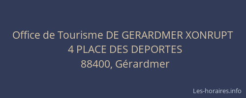 Office de Tourisme DE GERARDMER XONRUPT