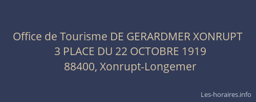 Office de Tourisme DE GERARDMER XONRUPT
