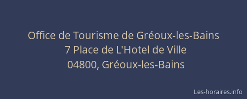 Office de Tourisme de Gréoux-les-Bains