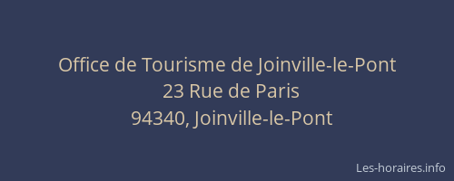 Office de Tourisme de Joinville-le-Pont