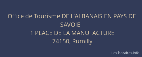 Office de Tourisme DE L'ALBANAIS EN PAYS DE SAVOIE