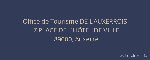 Office de Tourisme DE L'AUXERROIS