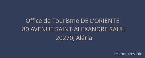 Office de Tourisme DE L'ORIENTE