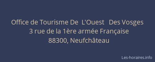 Office de Tourisme De  L'Ouest   Des Vosges