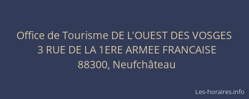 Office de Tourisme DE L'OUEST DES VOSGES