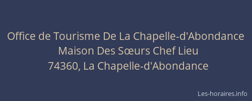 Office de Tourisme De La Chapelle-d'Abondance