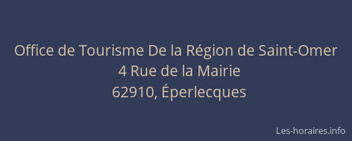 Office de Tourisme De la R&eacute;gion de Saint-Omer