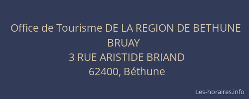 Office de Tourisme DE LA REGION DE BETHUNE BRUAY