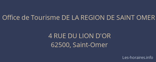 Office de Tourisme DE LA REGION DE SAINT OMER