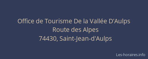 Office de Tourisme De la Vallée D'Aulps