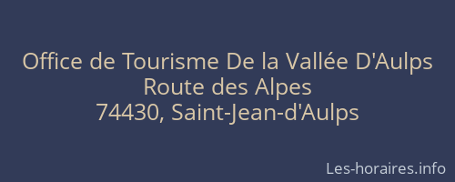 Office de Tourisme De la Vallée D'Aulps