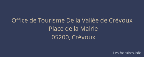 Office de Tourisme De la Vallée de Crévoux