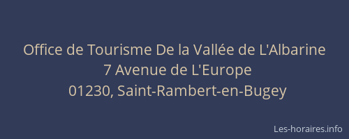 Office de Tourisme De la Vallée de L'Albarine