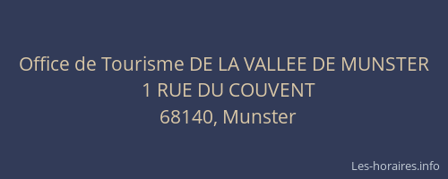 Office de Tourisme DE LA VALLEE DE MUNSTER