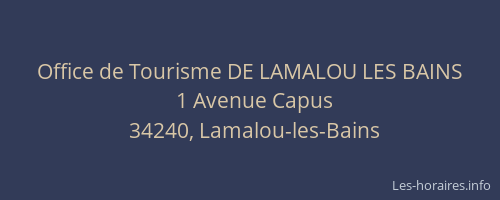 Office de Tourisme DE LAMALOU LES BAINS