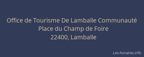Office de Tourisme De Lamballe Communaut&eacute;