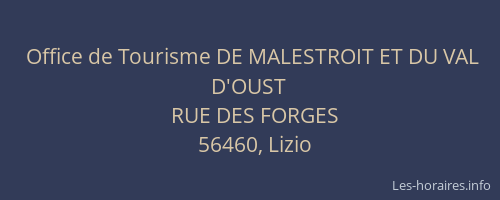 Office de Tourisme DE MALESTROIT ET DU VAL D'OUST