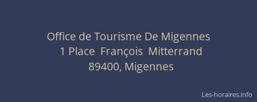 Office de Tourisme De Migennes