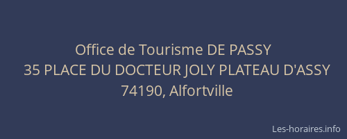 Office de Tourisme DE PASSY