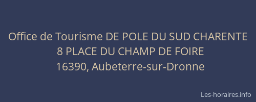 Office de Tourisme DE POLE DU SUD CHARENTE