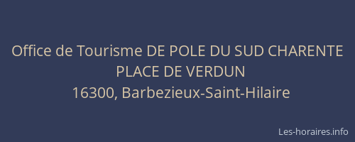 Office de Tourisme DE POLE DU SUD CHARENTE