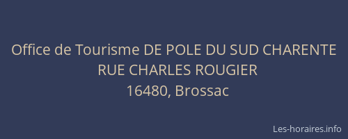 Office de Tourisme DE POLE DU SUD CHARENTE