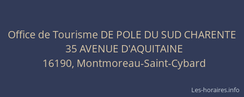 Office de Tourisme DE POLE DU SUD CHARENTE