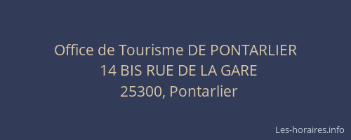 Office de Tourisme DE PONTARLIER