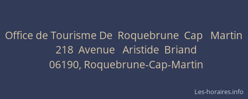 Office de Tourisme De  Roquebrune  Cap   Martin
