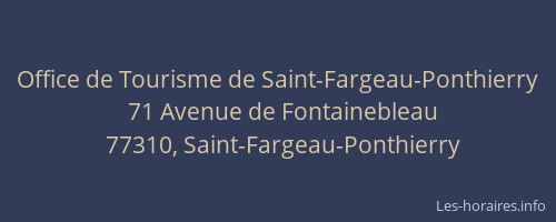Office de Tourisme de Saint-Fargeau-Ponthierry