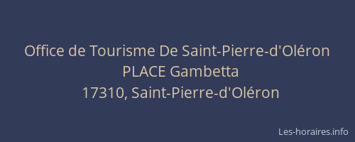 Office de Tourisme De Saint-Pierre-d'Ol&eacute;ron