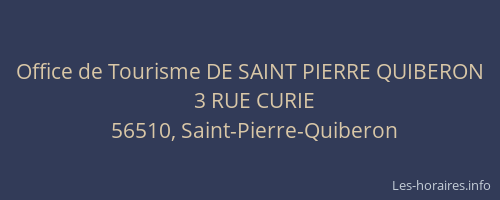 Office de Tourisme DE SAINT PIERRE QUIBERON